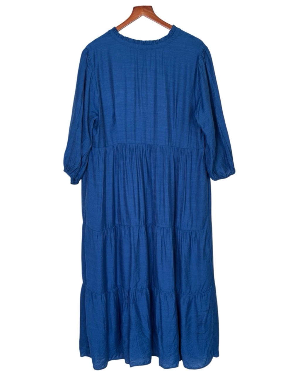 J Jill Ruffled Tiered Maxi Dress • XL • Oceanic Blue • Boho Coastal Flowy 27232 - Picture 6 of 13